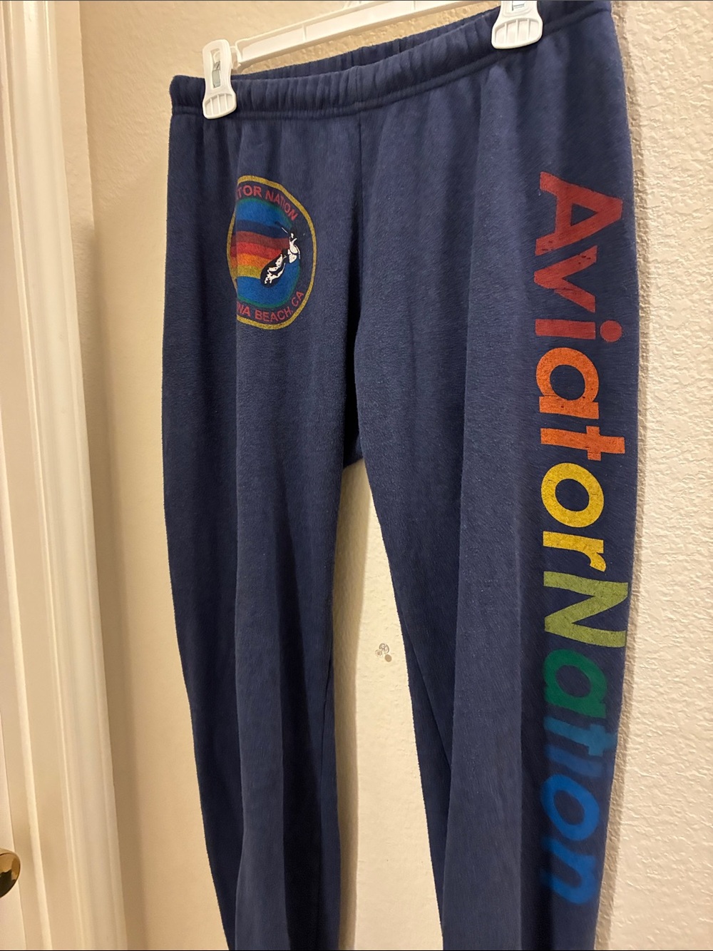 Aviator Nation Navy Joggers with Rainbow Logo - Picture 3 of 7